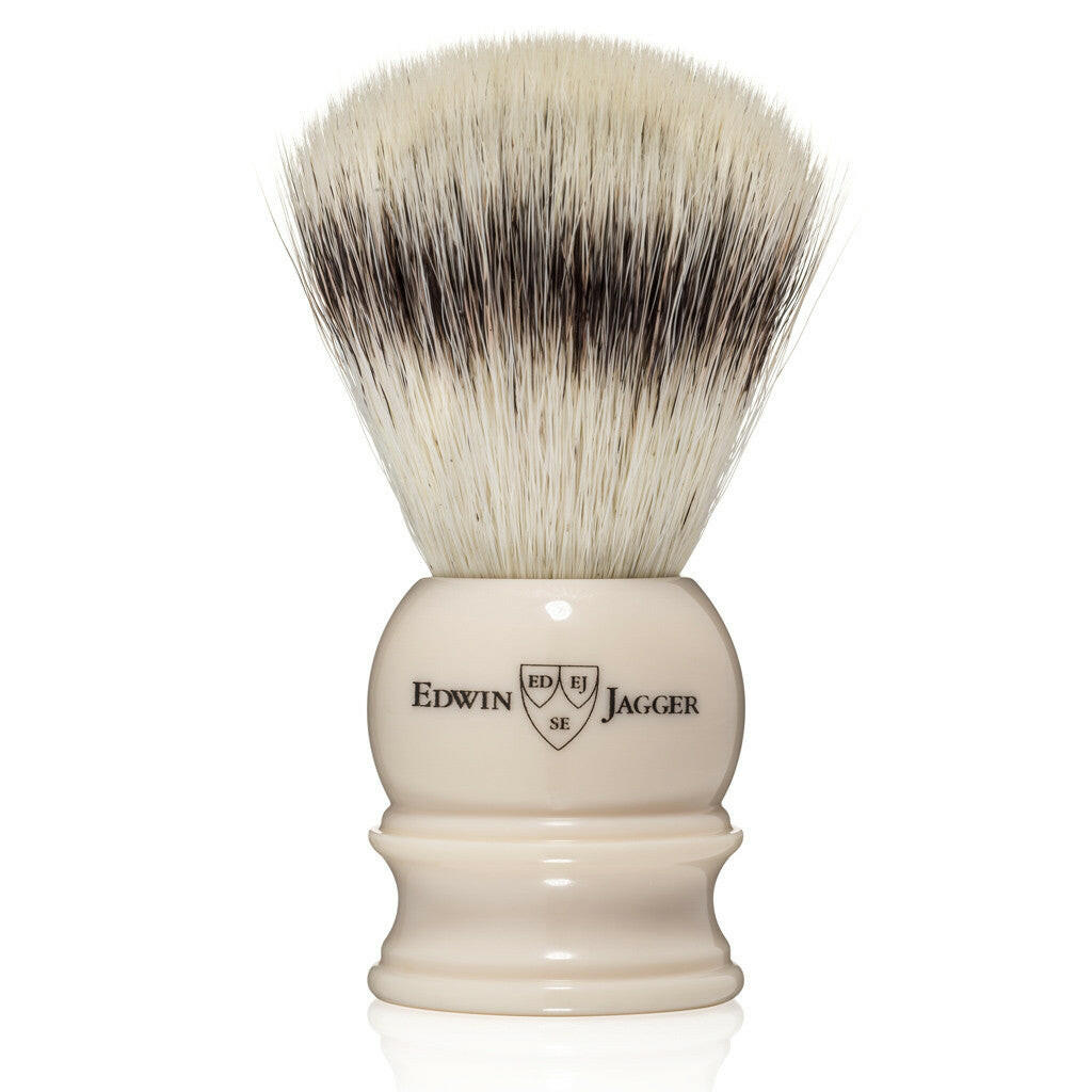 Edwin Jagger Imitation Ivory Medium Synthetic Silvertip Shaving Brush