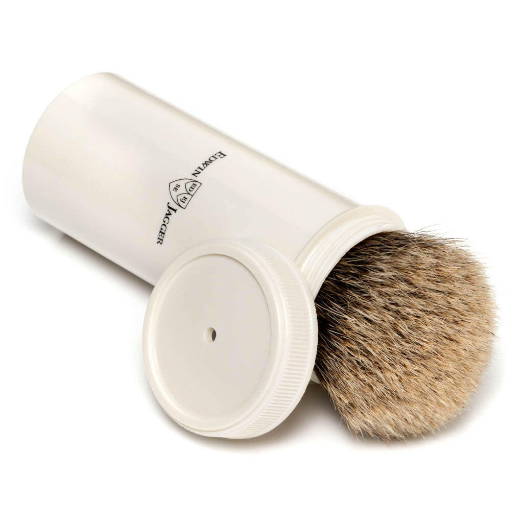Edwin Jagger Imitation Ivory Super Badger Travel Shaving Brush