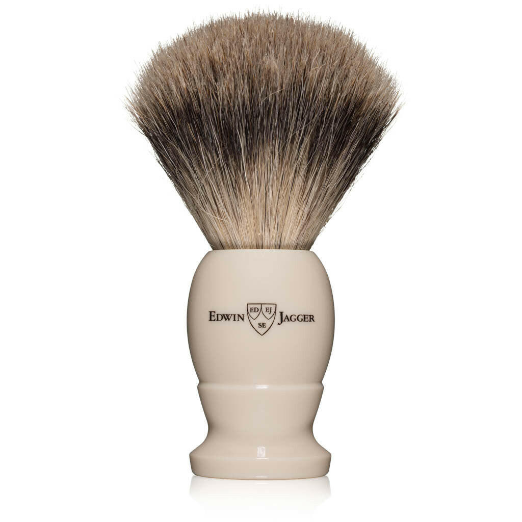 Edwin Jagger Large Imitation Ivory Best Badger Shaving Brush