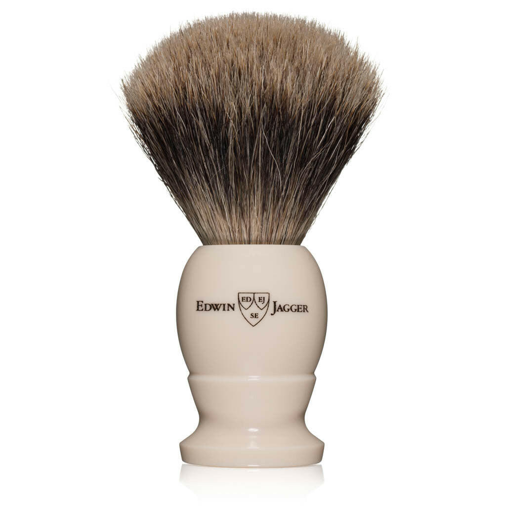 Edwin Jagger Medium Imitation Ivory Best Badger Shaving Brush