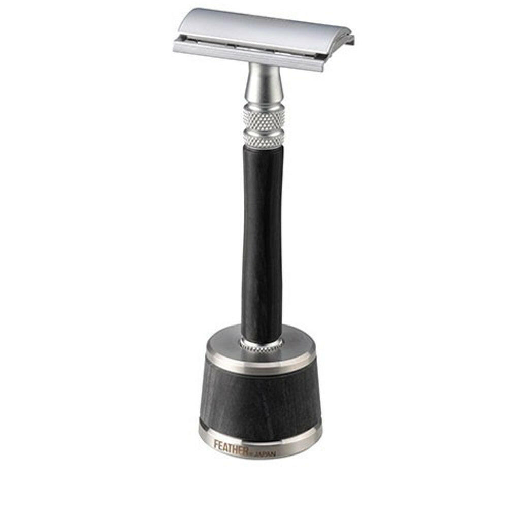 Feather WS-D2S Stainless Steel Safety Razor Wooden Handle With Stand ...