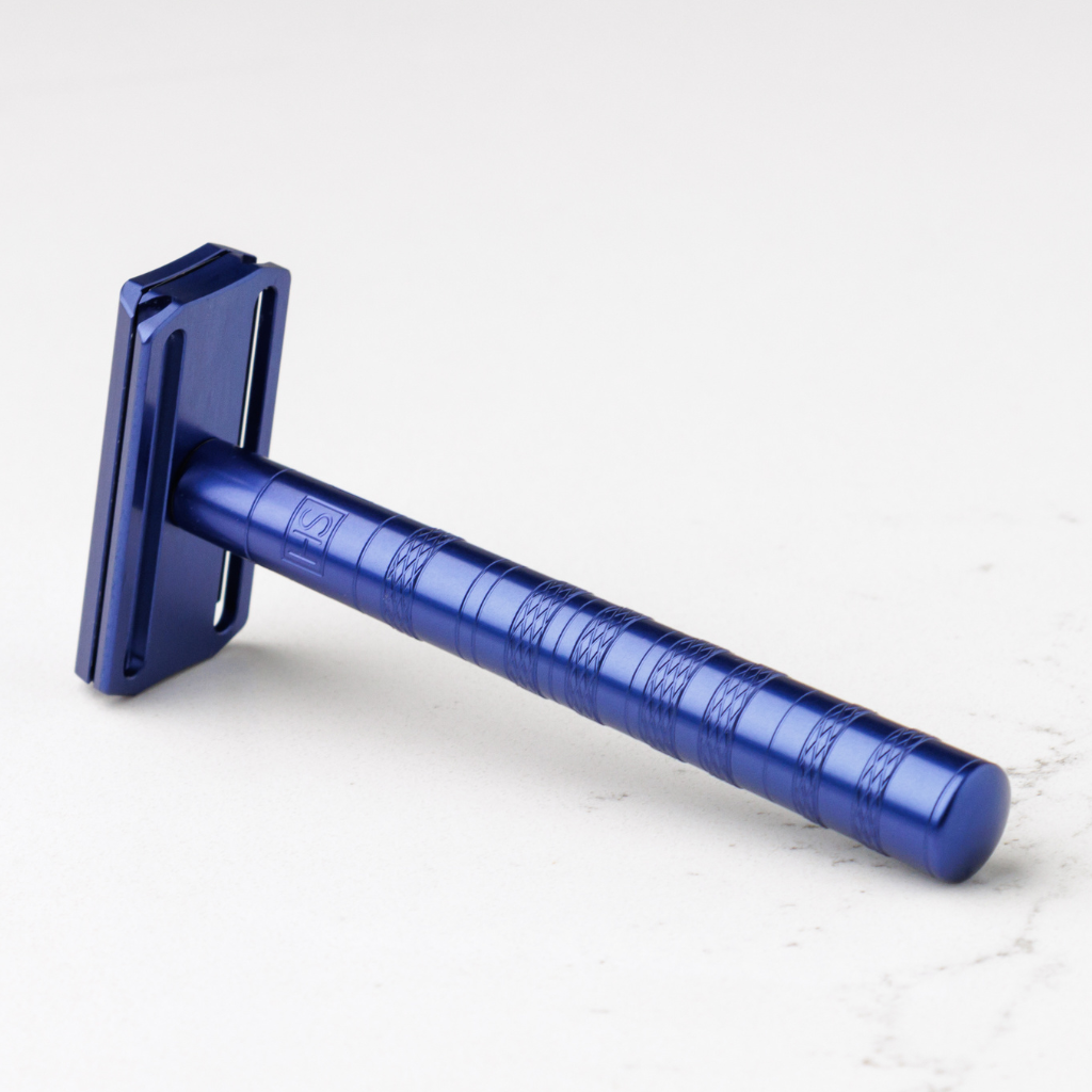 Henson Aluminum AL13 Steel Blue Mild Safety Razor.