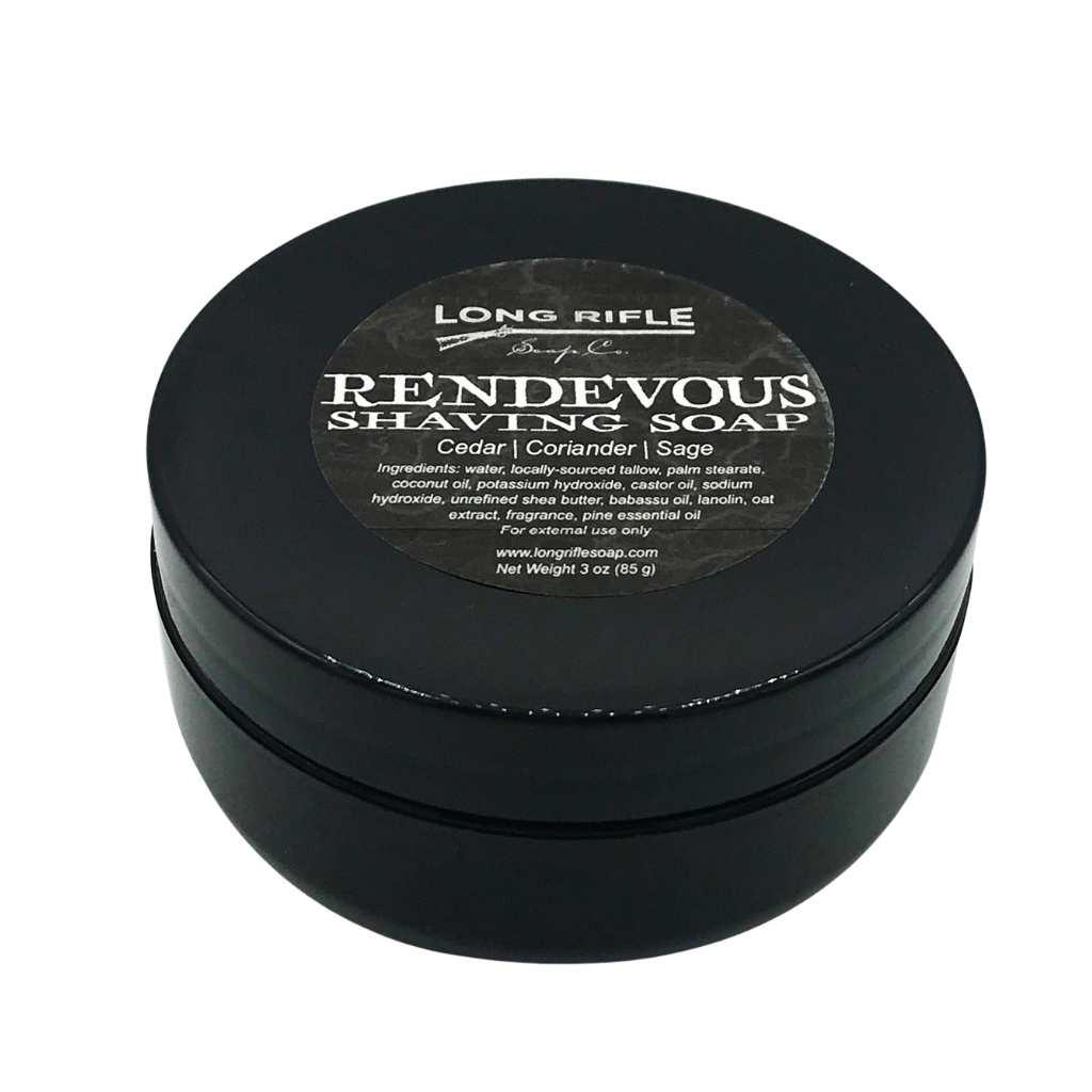 Long Rifle Tallow and Lanolin Rendezvous Container Pour Shaving Soap 3 oz.