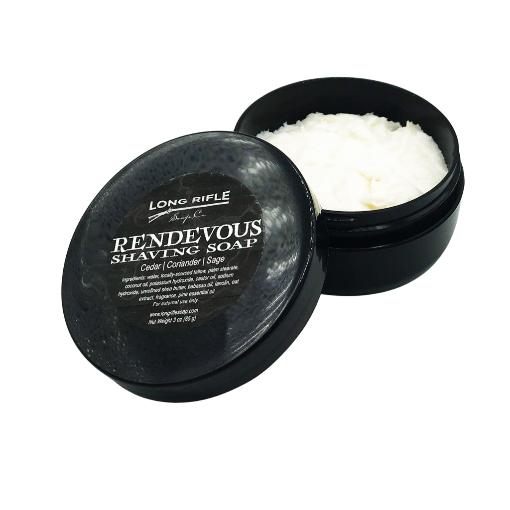 Long Rifle Tallow and Lanolin Rendezvous Container Pour Shaving Soap 3 oz.