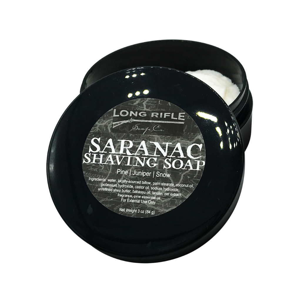 Long Rifle Tallow and Lanolin Saranac Container Pour Shaving Soap 3 oz.