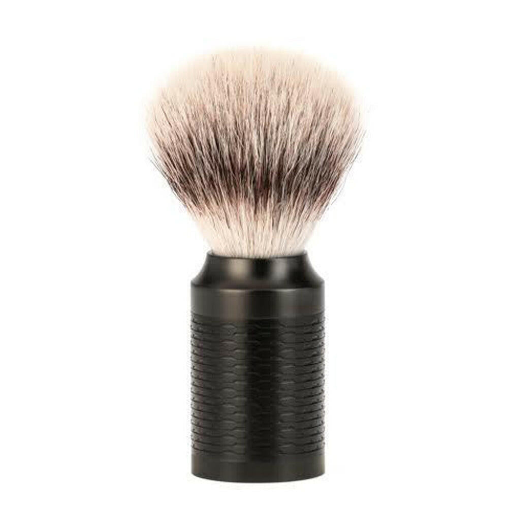 Muhle Rocca Jet Black Stainless Steel Silvertip Fiber Shaving Brush
