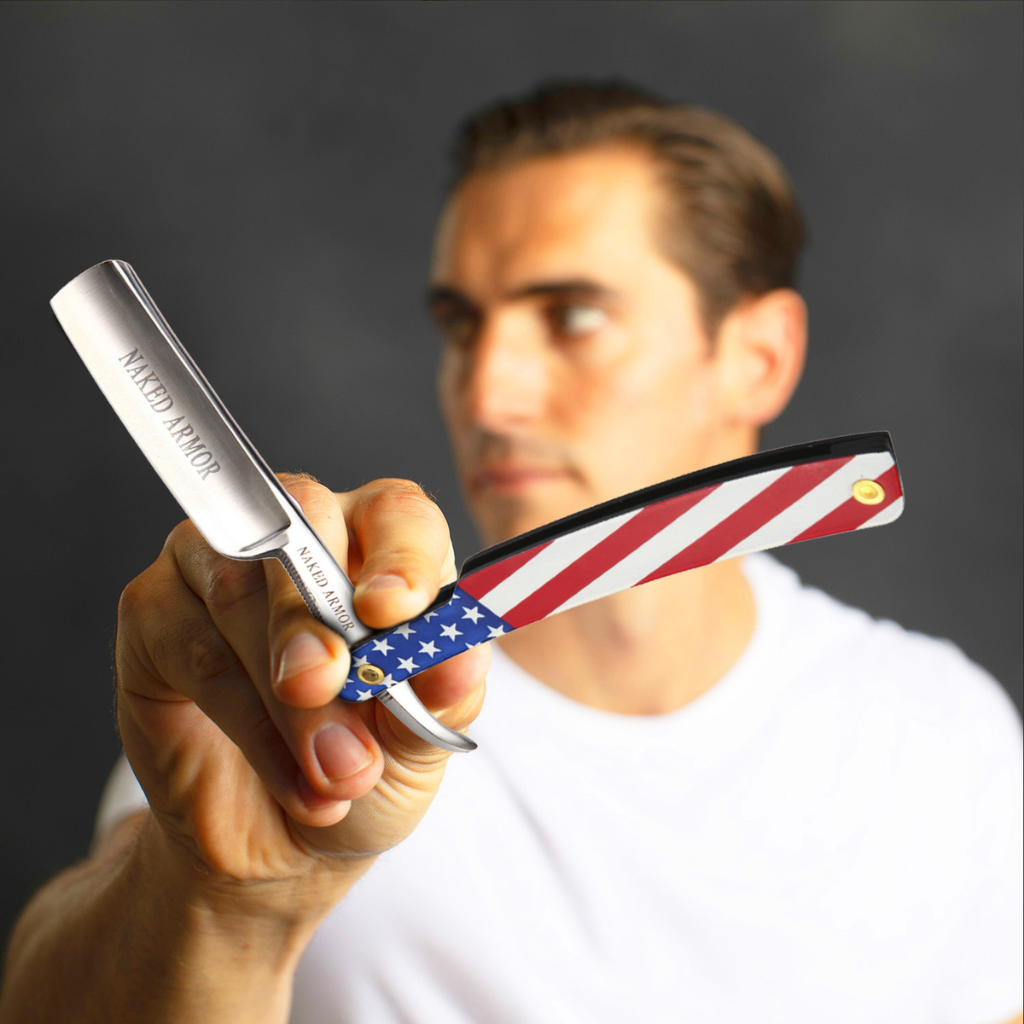 Naked Armor American Straight Razor 7/8&quot; Metal Japanese Steel.