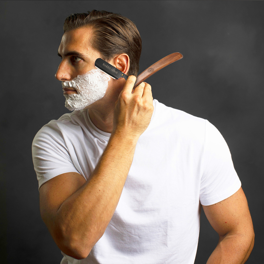 Naked Armor Brandelis Shavette Mahogany Wood Japanese Stainless Steel Shoulder and Tang.