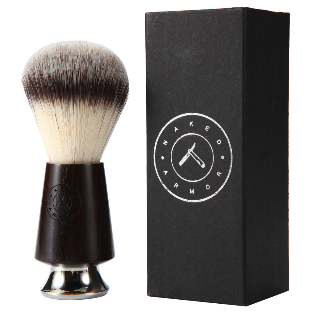 Naked Armor Ebony Wood Synthetic Badger Shaving Brush.