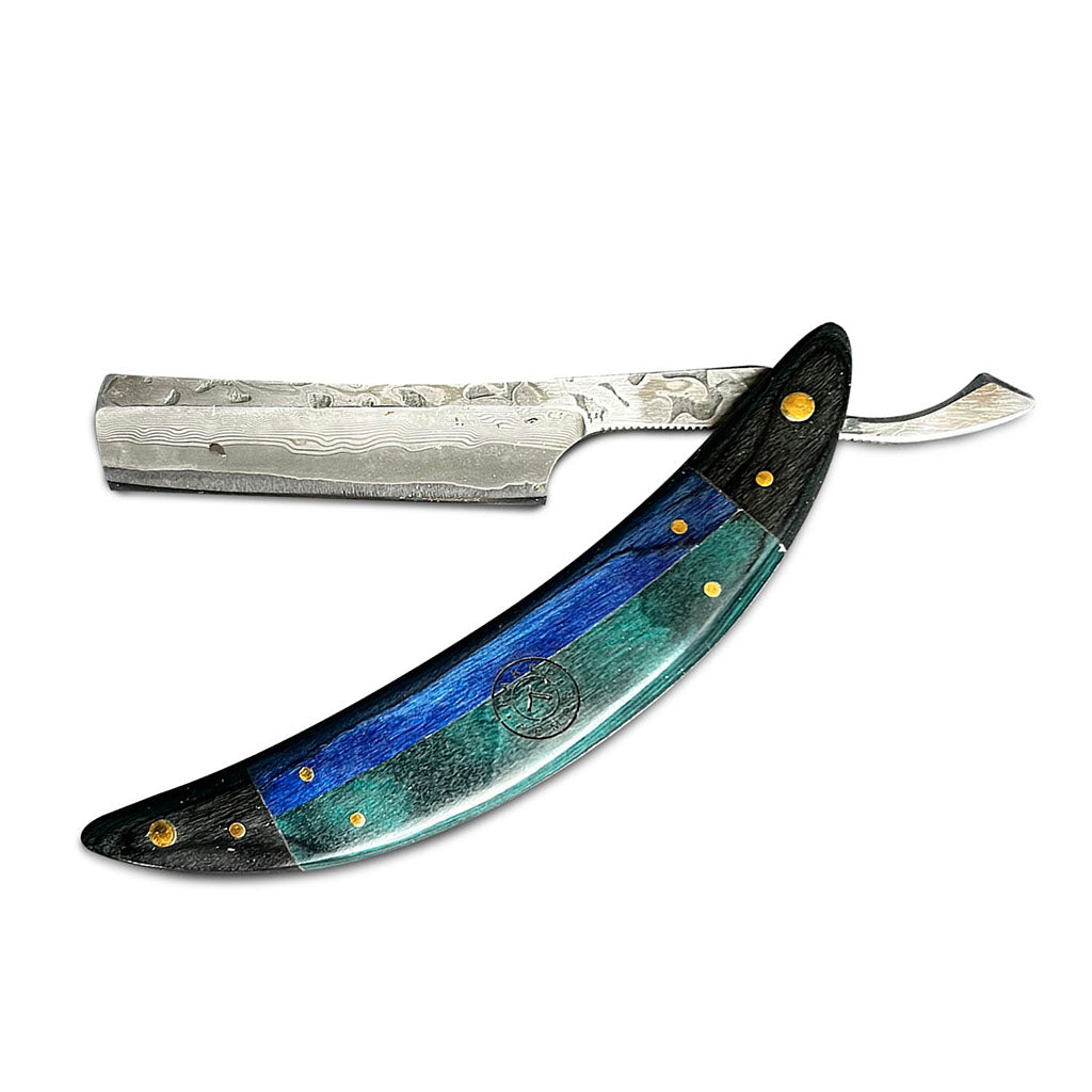 Naked Armor Esclabor Straight Razor 7/8&quot; Ebony Square Point Damascus Steel.