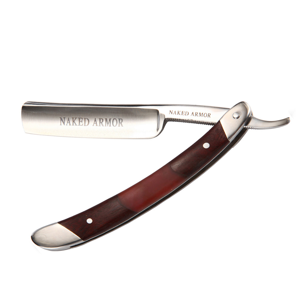 Naked Armor Gaheris Straight Razor 7/8&quot; Mahogany Wood Japanese Steel.