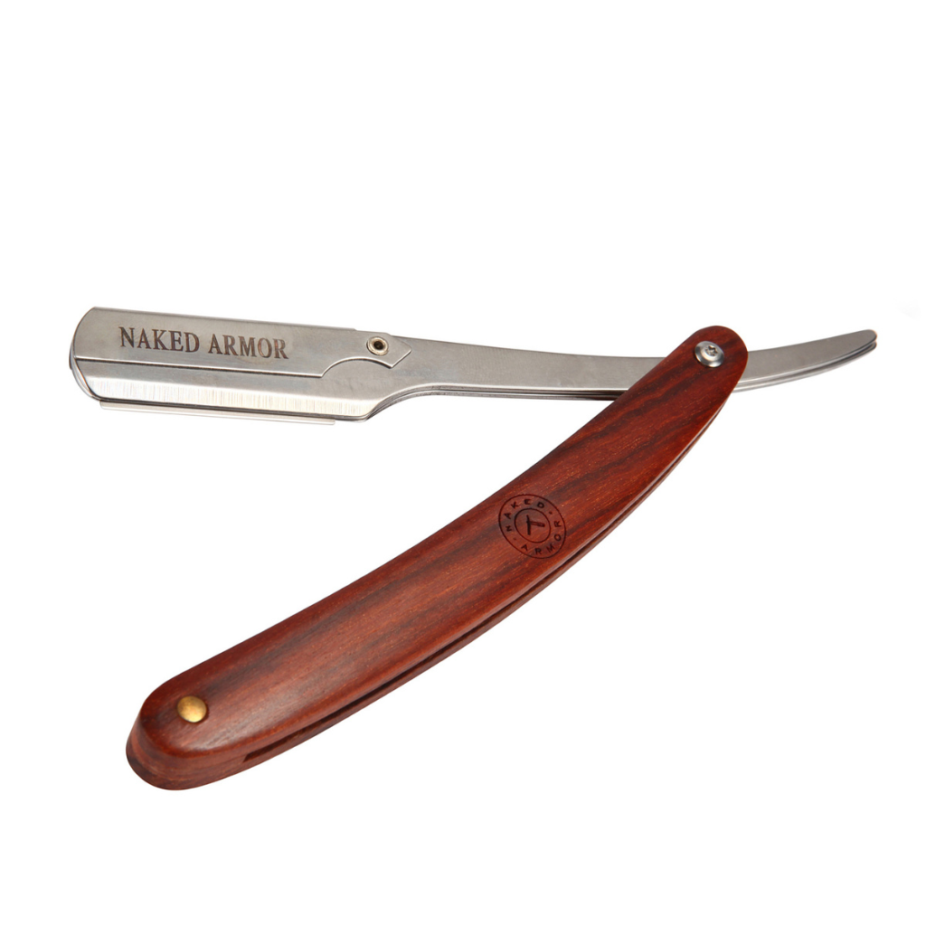 Naked Armor Hector Shavette Mahogany Wood Japanese Stainless Steel Shoulder and Tang.