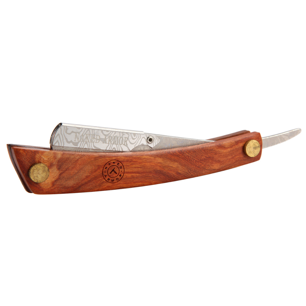 Naked Armor Morholt Shavette Mahogany Wood Stainless Steel Shoulder and Tang.