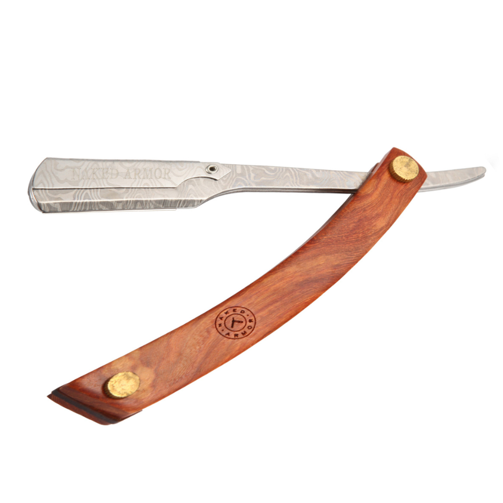 Naked Armor Morholt Shavette Mahogany Wood Stainless Steel Shoulder and Tang.