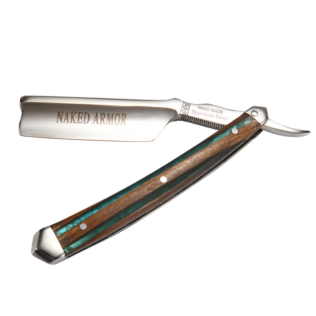 Naked Armor Safir Straight Razor 7/8&quot; Sandalwood Japanese Stainless Steel.