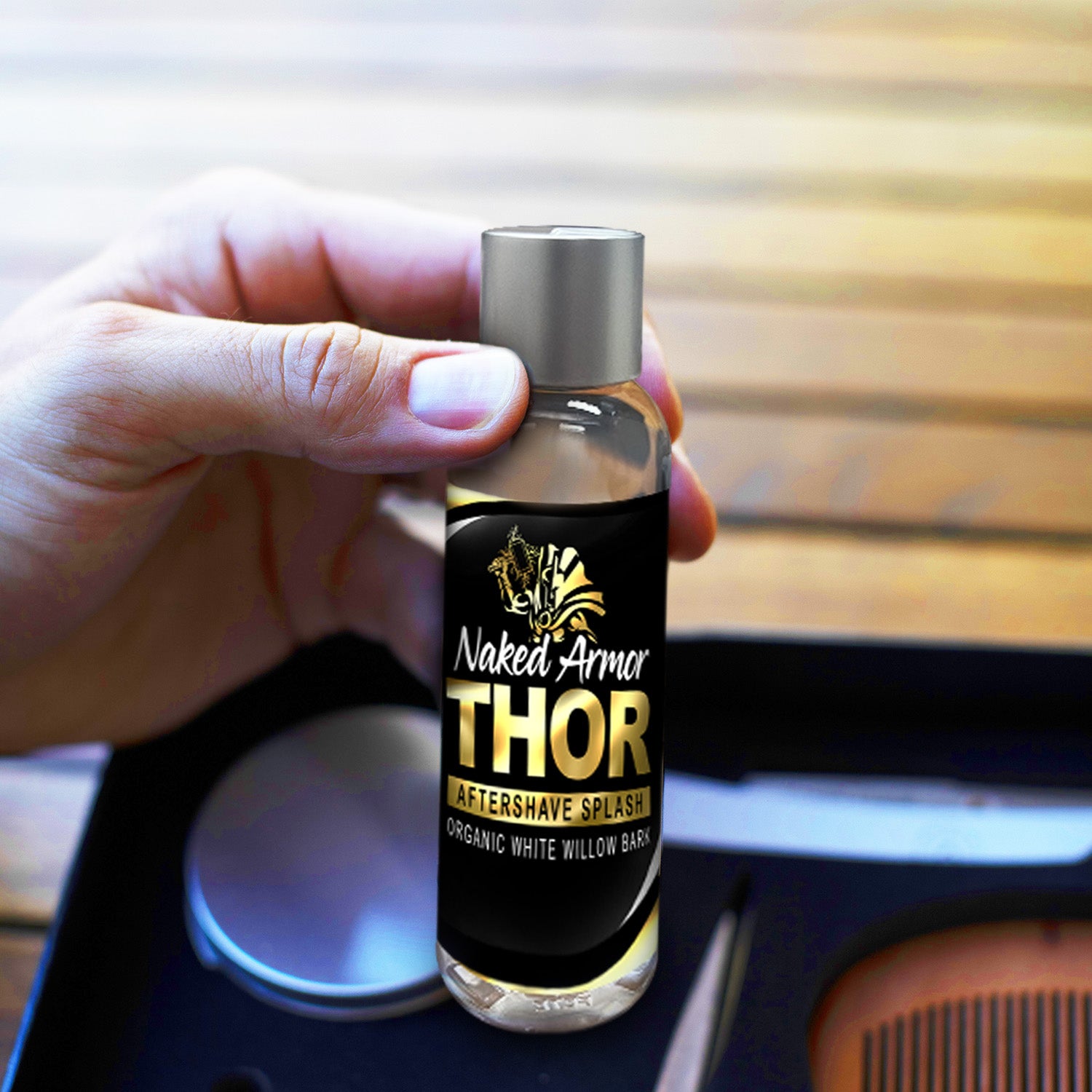 Naked Armor Thor AHA Aftershave Splash 4 fluid ounces (Vegan Friendly).