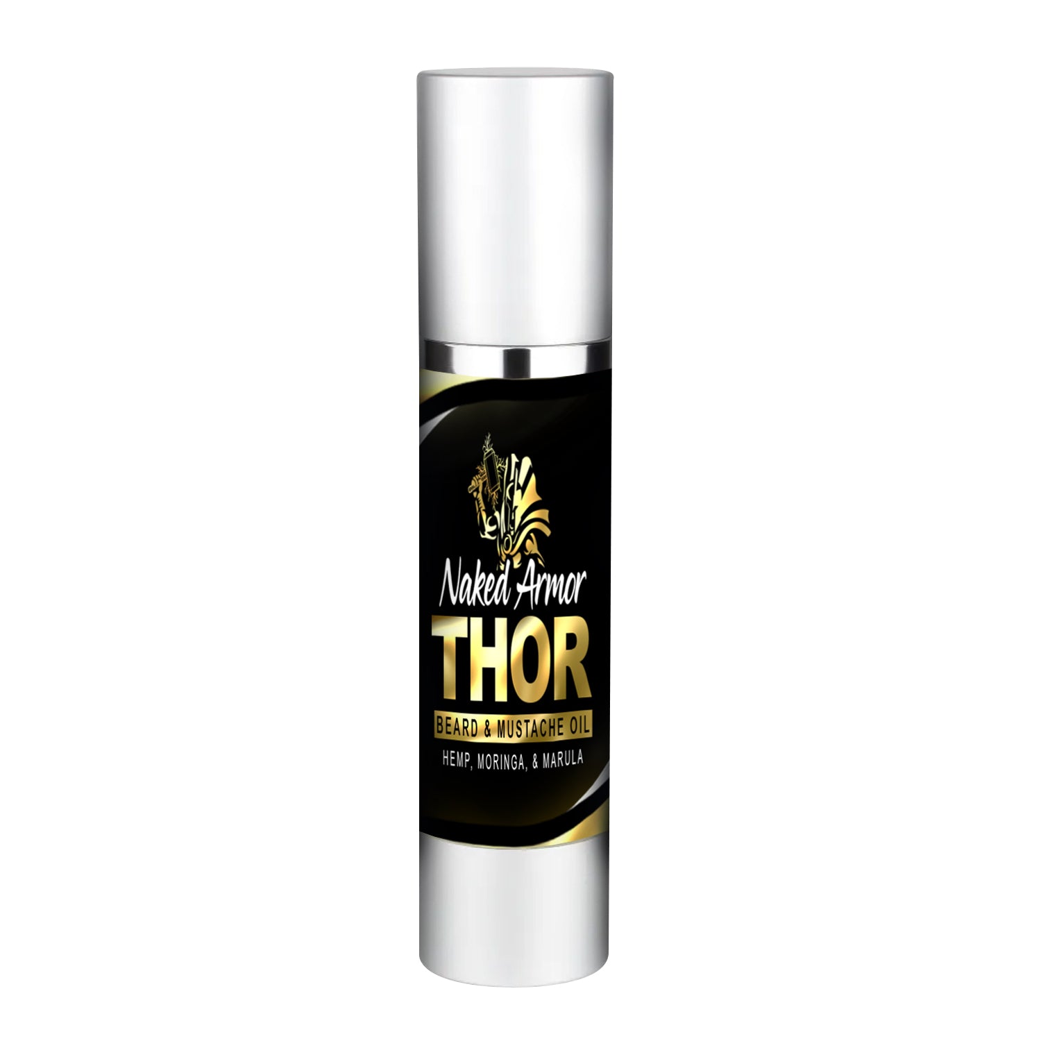 Naked Armor Thor Hemp &amp; Moringa Beard and Mustache Oil 1.7 fluid ounces (Vegan Friendly).