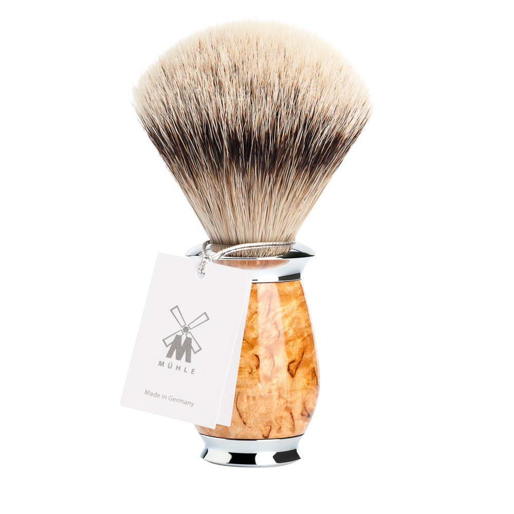 Muhle Purist 3-Piece Safety Razor Set Karelian Masur Birch Silvertip Badger - Grown Man Shave