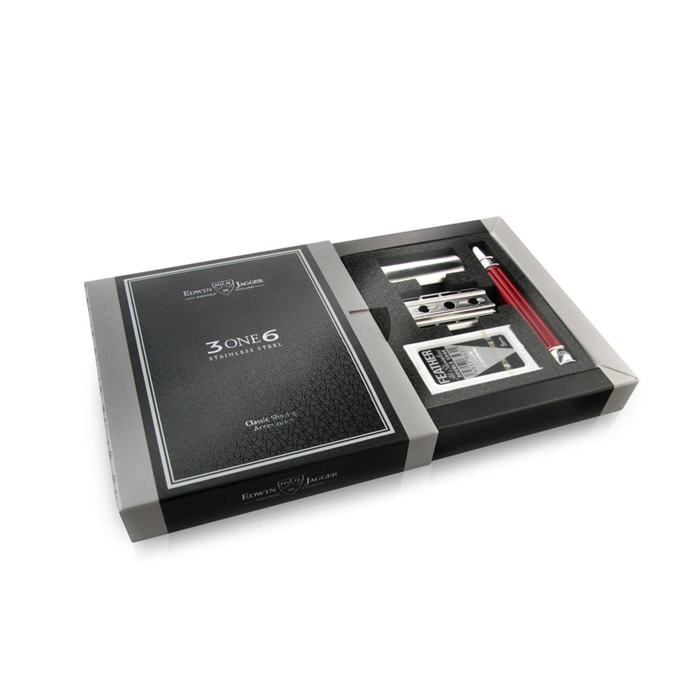 Edwin Jagger 3ONE6 Stainless Steel Double Edge Safety Razor, Red