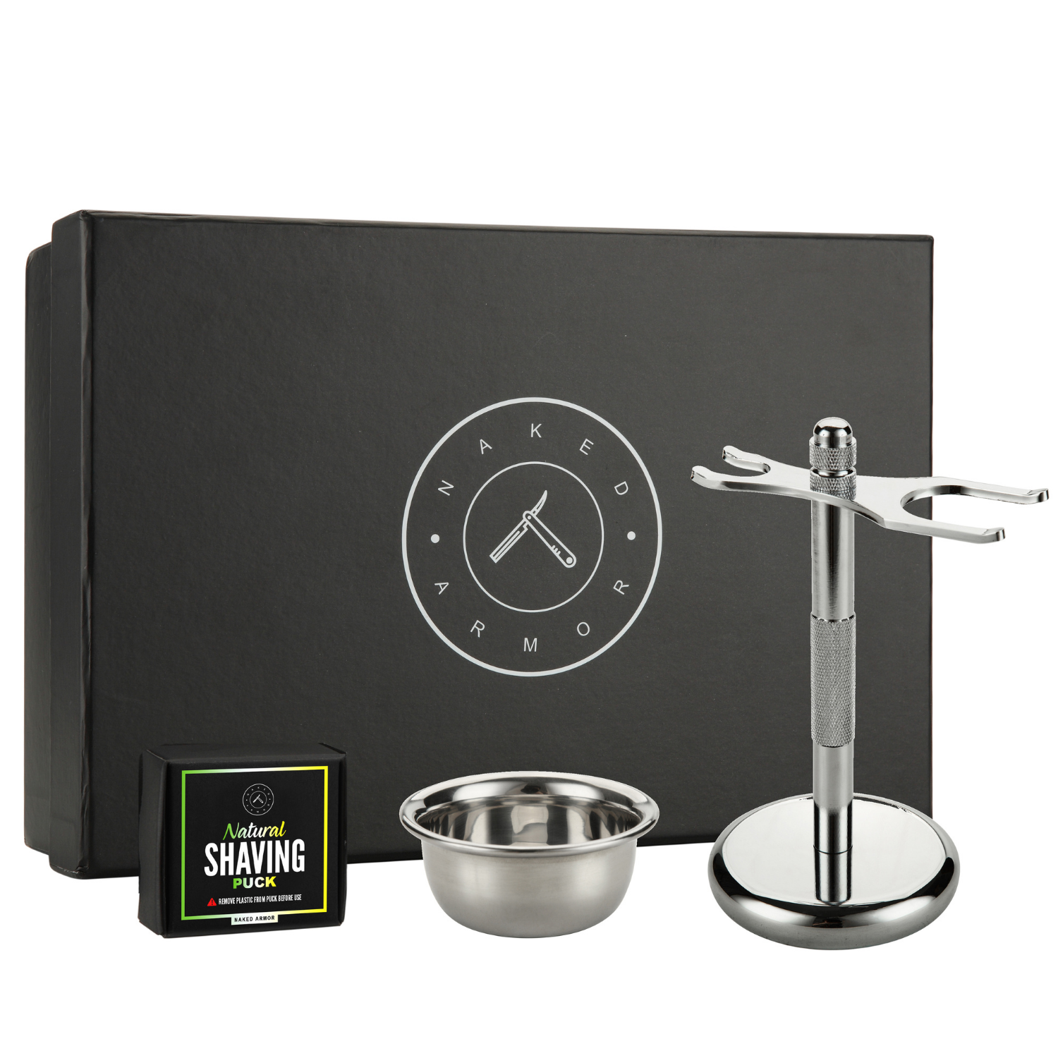 Naked Armor Safety Razor Stand Kit 3 Pieces — Grown Man Shave – I Wet Shave