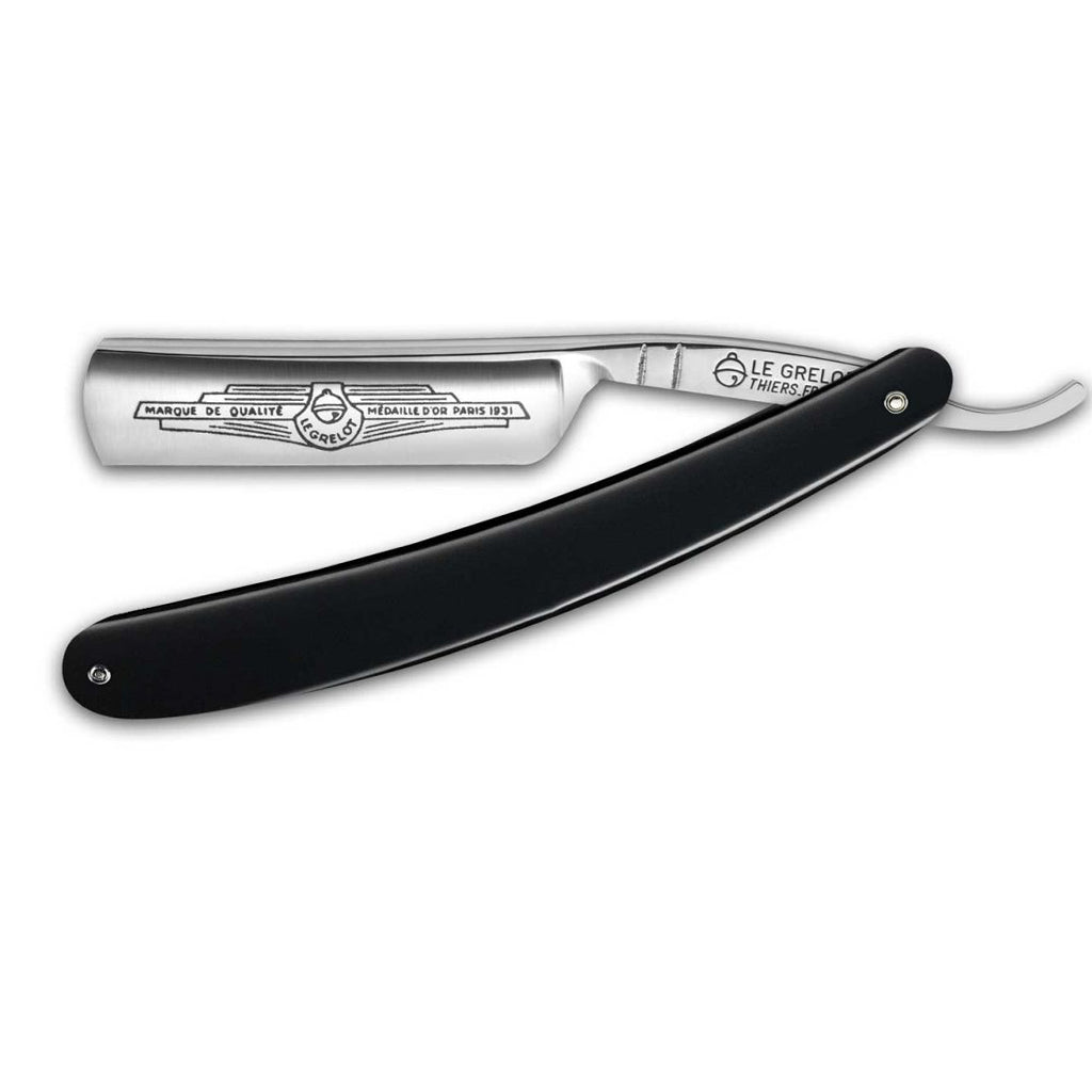 Thiers Issard &#39;Le Grelot&#39; Straight Razor 6/8&quot; Black Resin Carbon Steel.