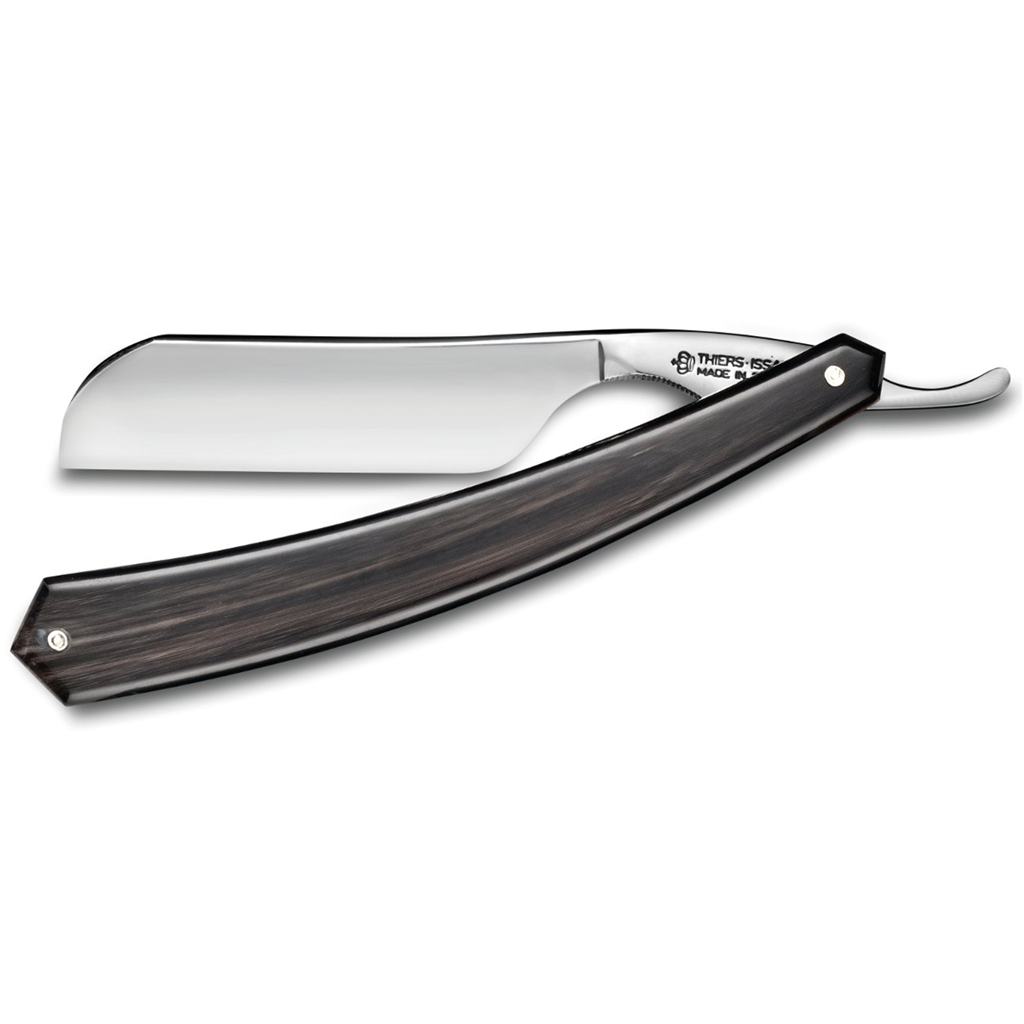 Thiers Issard Black Cow Horn Tip Straight Razor 5/8&quot; Carbon Steel