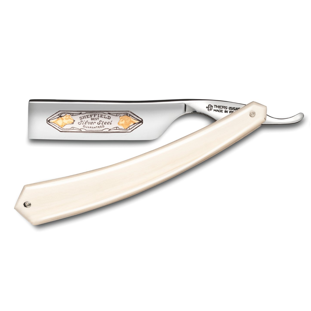 Thiers Issard &#39;Sheffield Best Silver Steel&#39; Wolf and Ram Straight Razor 7/8&quot; Bone Carbon Steel