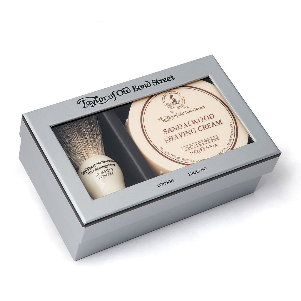 Taylor of Old Bond Street Pure Badger &amp; Sandalwood Shaving Cream Gift Box