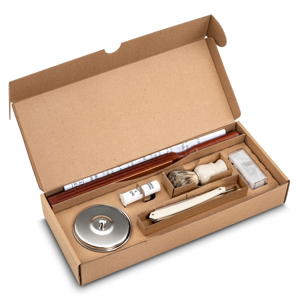 Thiers Issard 8 Piece Flamed Maple Straight Razor Kit.