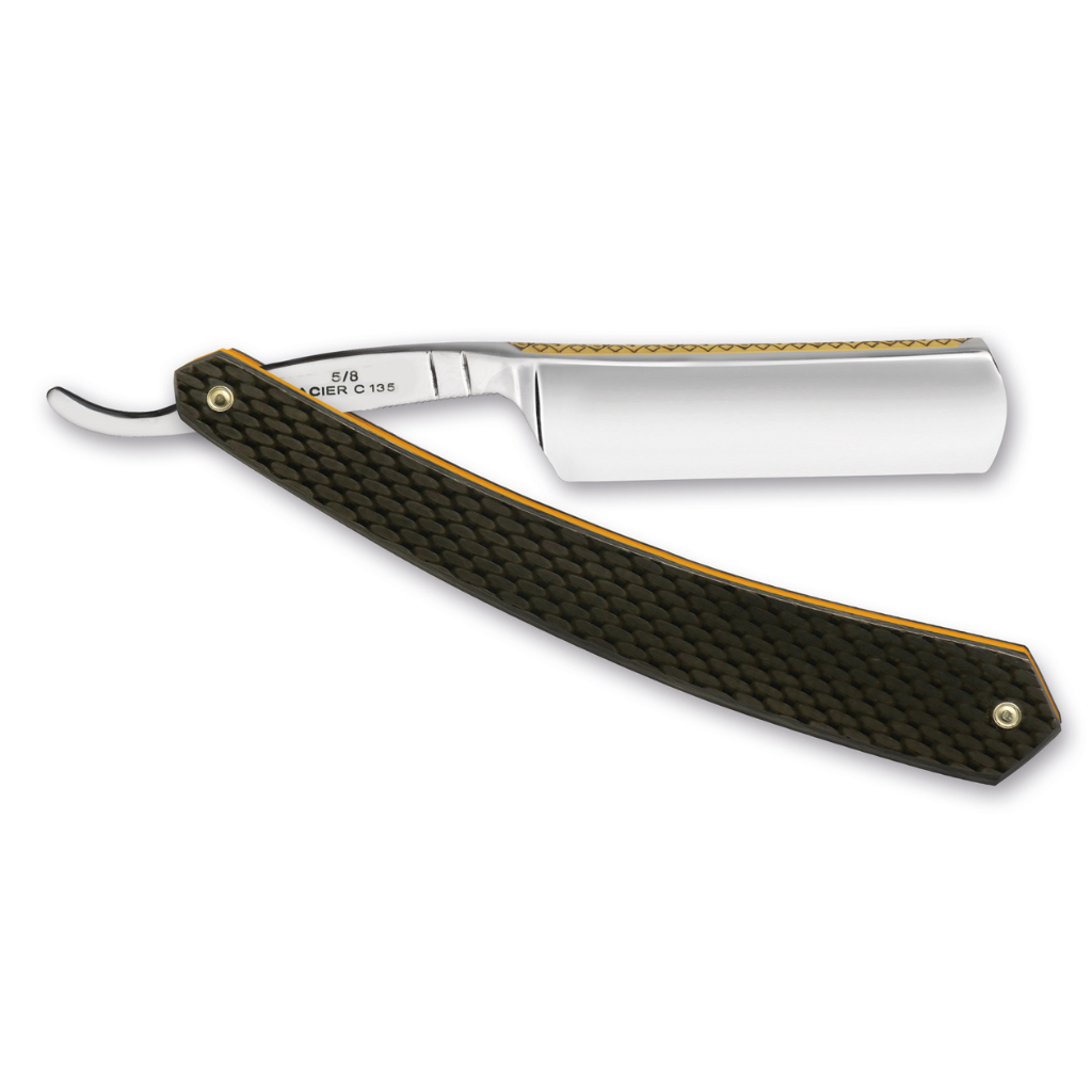Thiers Issard Fleur De Lys Straight Razor 5/8&quot; Carbon Fiber Carbon Steel.