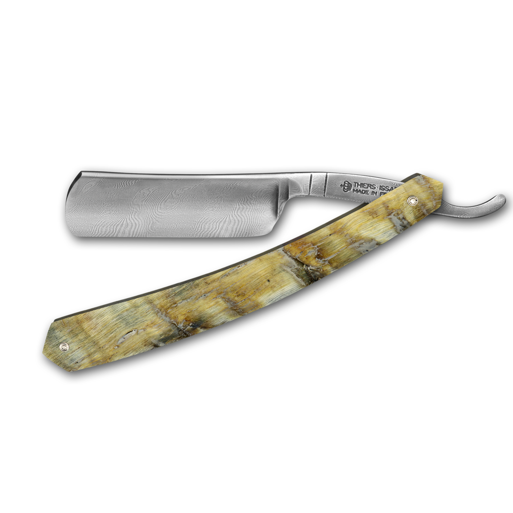 Thiers Issard Damascus Steel Straight Razor 6/8&quot; Ram Horn