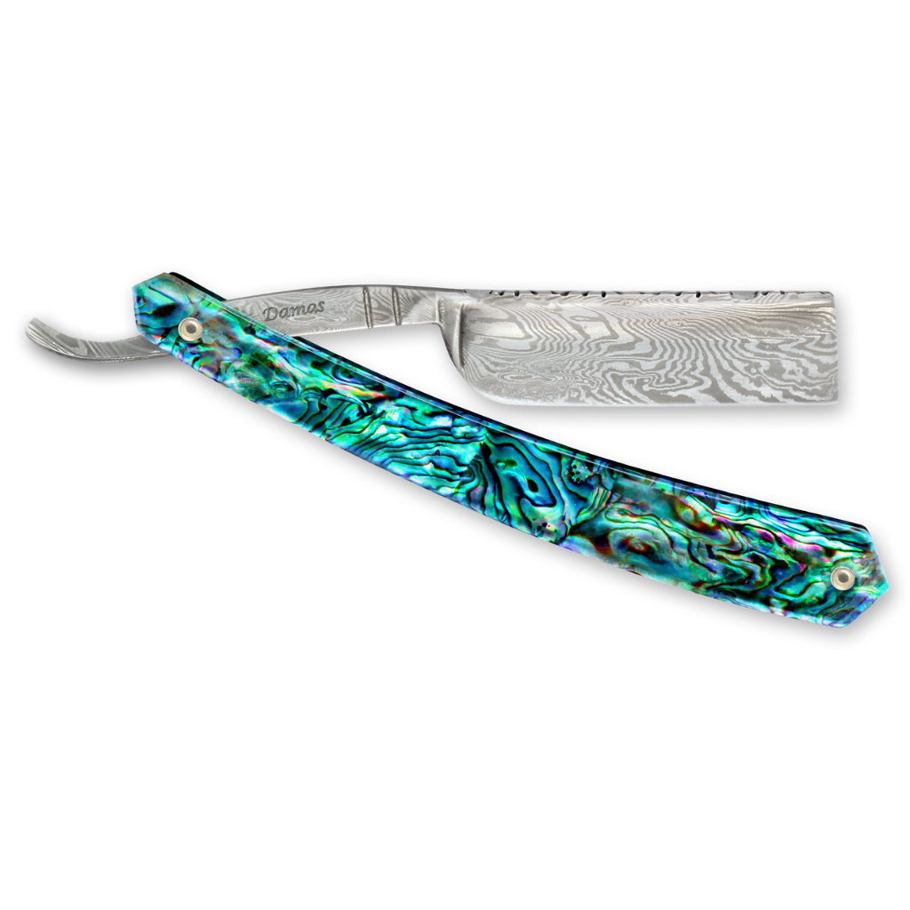 Thiers Issard Damascus Steel Straight Razor 6/8&quot; Abalone.