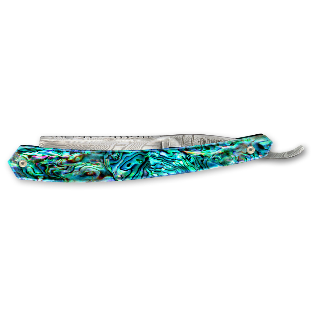 Thiers Issard Damascus Steel Straight Razor 6/8&quot; Abalone.