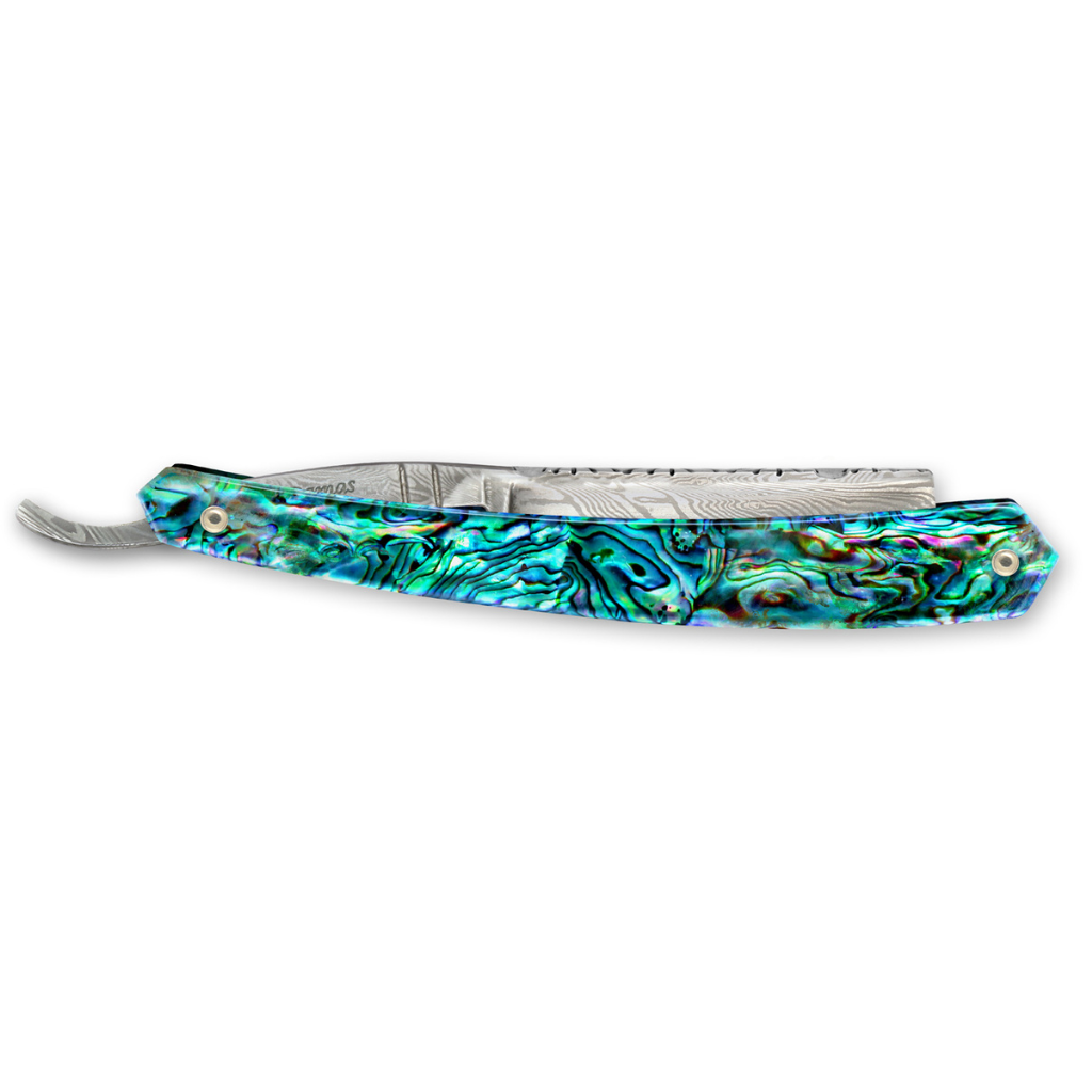 Thiers Issard Damascus Steel Straight Razor 6/8&quot; Abalone.