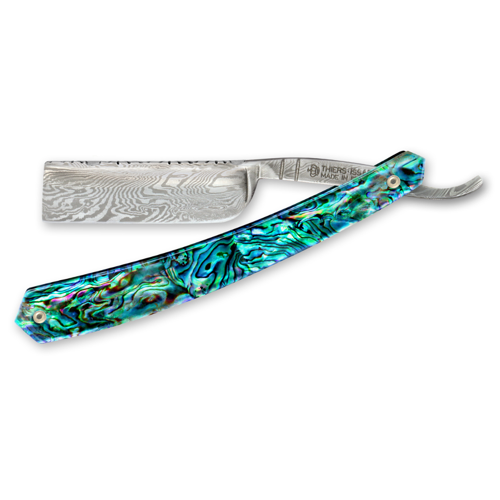 Thiers Issard Damascus Steel Straight Razor 6/8&quot; Abalone.