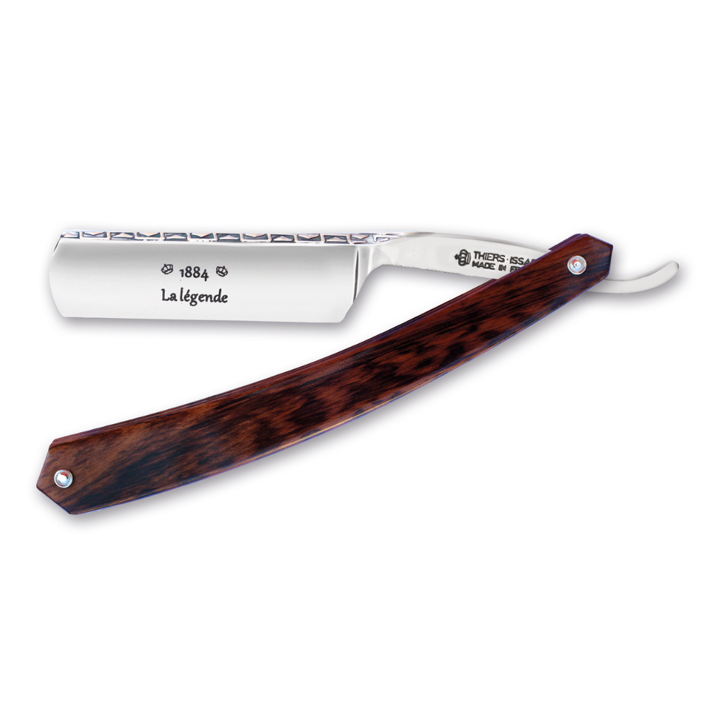 Thiers Issard Historic 'La Legende' Straight Razor 6/8" Pyramid Spine Pattern Snakewood Carbon Steel.