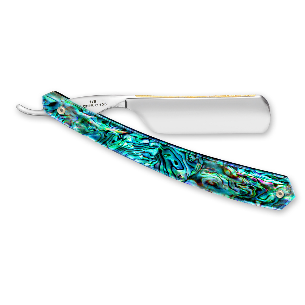 Thiers Issard &#39;Le Transatlantique&#39; Straight Razor 7/8&quot; Abalone Carbon Steel.