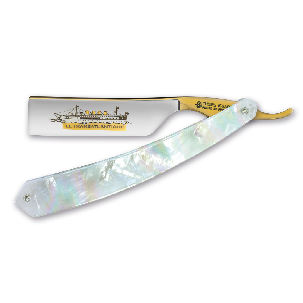 Thiers Issard &#39;Le Transatlantique&#39; Straight Razor 7/8&quot; Mother of Pearl Carbon Steel.