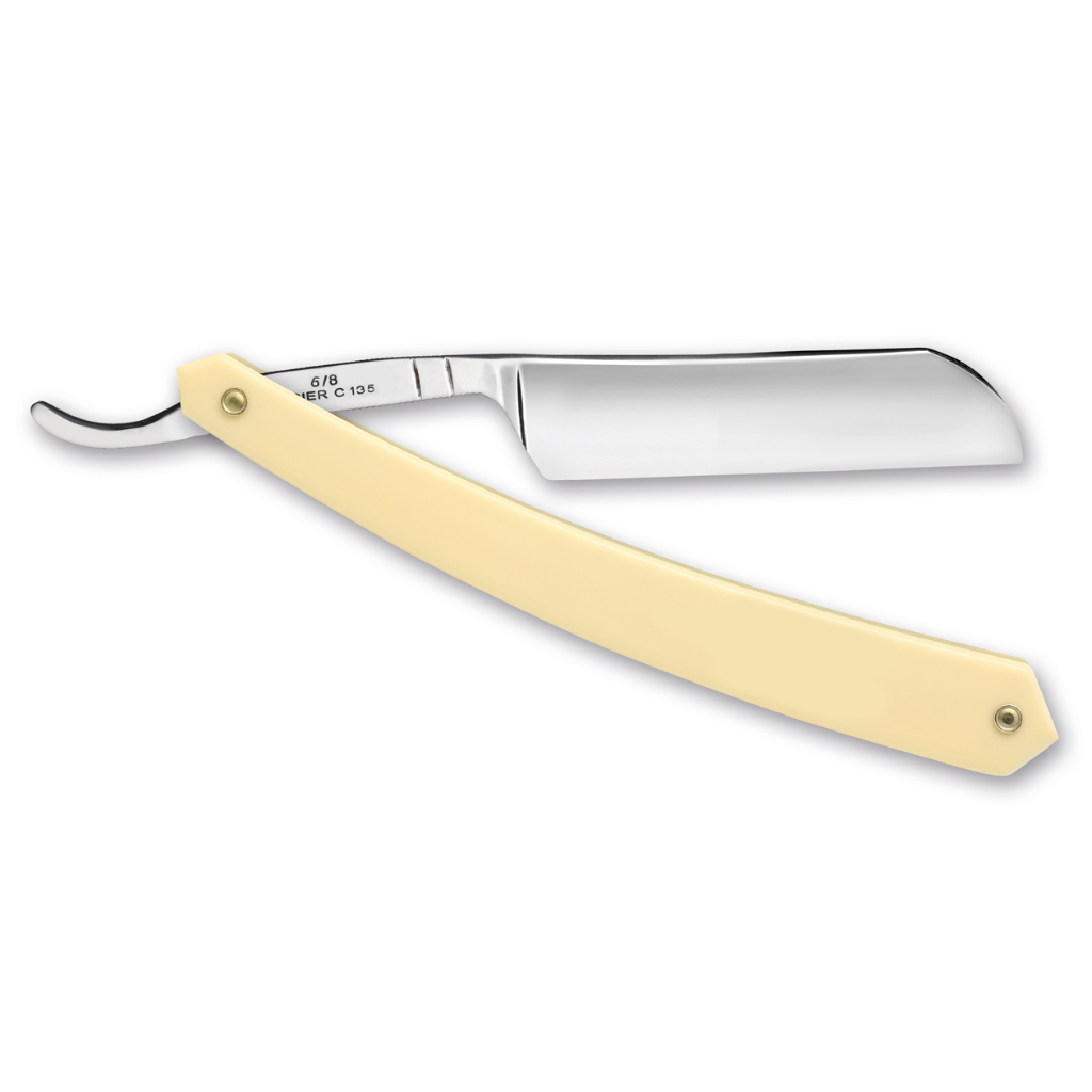 Thiers Issard &#39;Spartacus&#39; Straight Razor 6/8&quot; White Resin Carbon Steel.