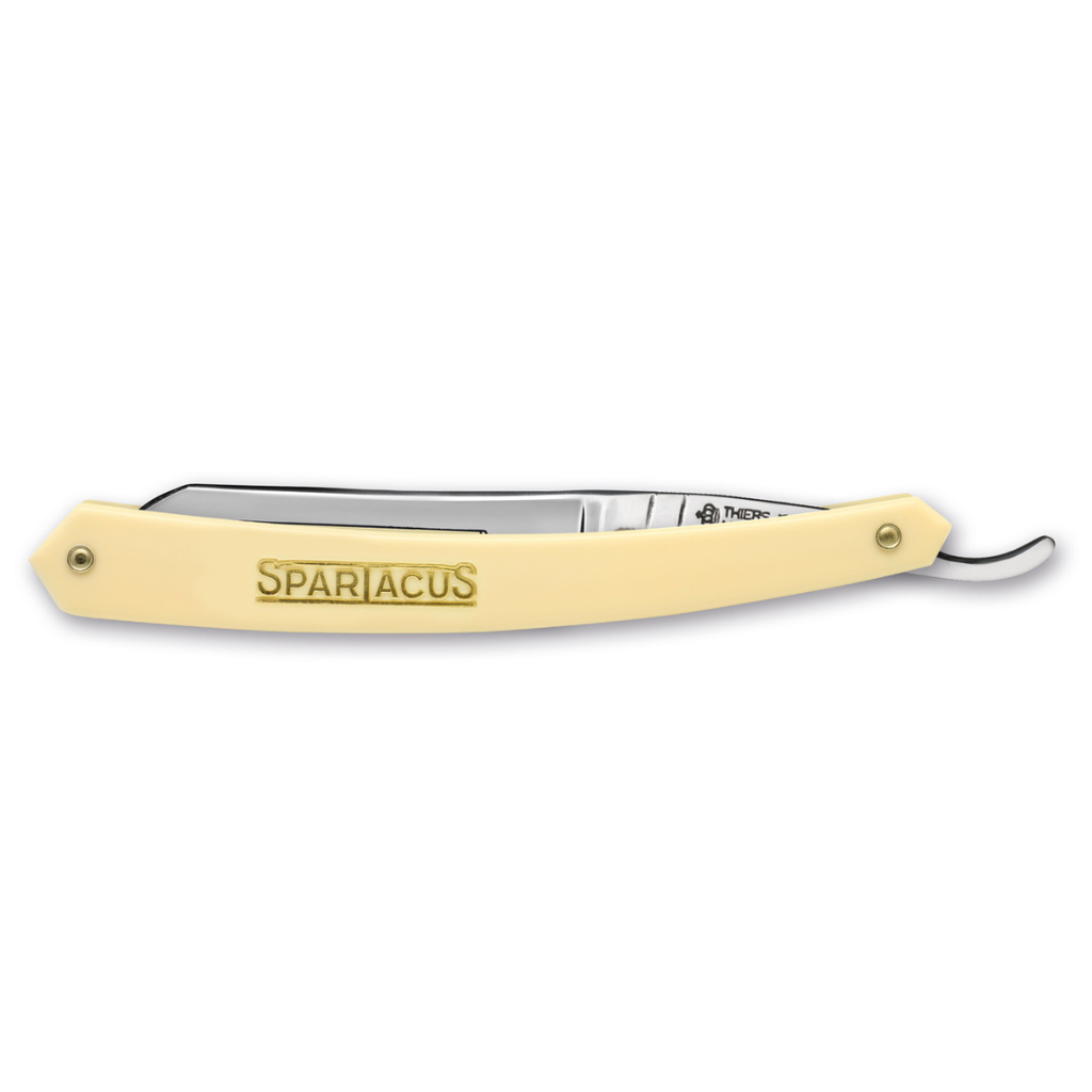Thiers Issard &#39;Spartacus&#39; Straight Razor 6/8&quot; White Resin Carbon Steel.