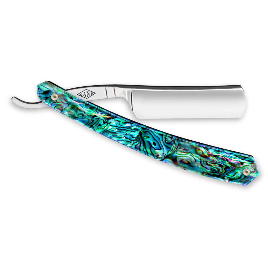 Thiers Issard 'Le Transatlantique' Straight Razor 6/8" 188 Abalone Scales - Carbon Steel - Round Point.