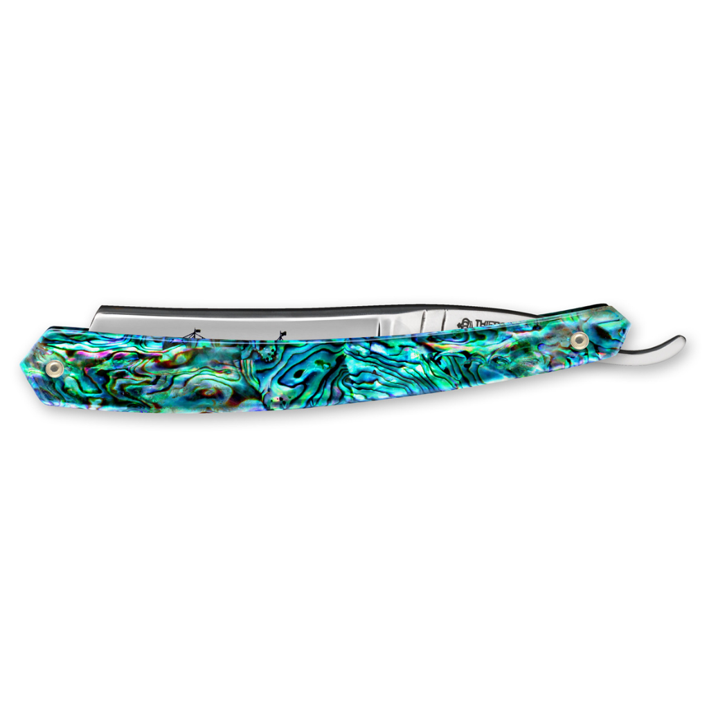 Thiers Issard 'Le Transatlantique' Straight Razor 6/8" 188 Abalone Scales - Carbon Steel - Round Point.