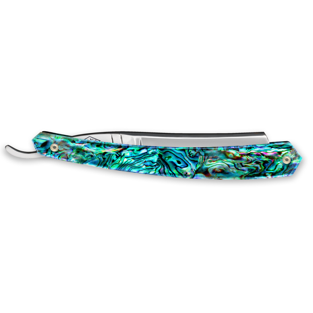 Thiers Issard 'Le Transatlantique' Straight Razor 6/8" 188 Abalone Scales - Carbon Steel - Round Point.