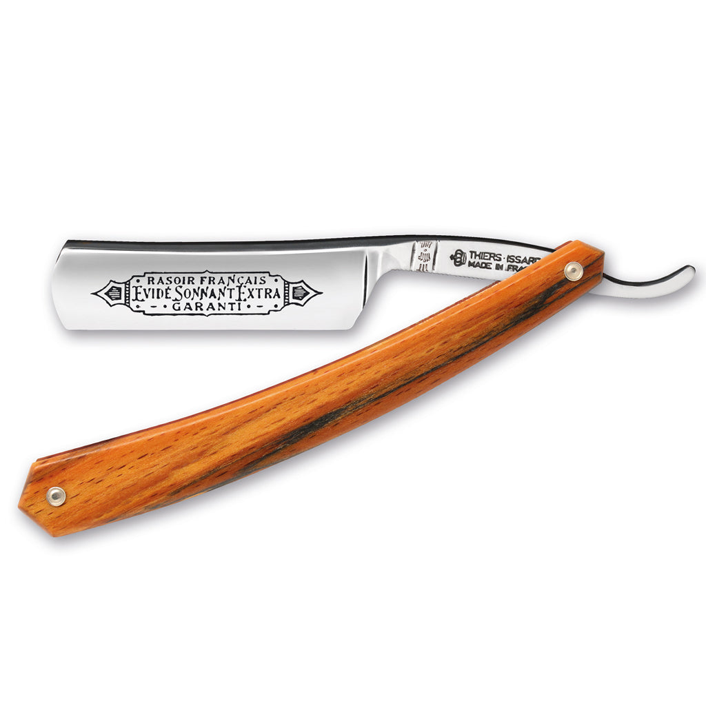 Thiers Issard 'Evide Sonnant Extra Garanti' Straight Razor 6/8" Orange Beech Wood Carbon Steel.