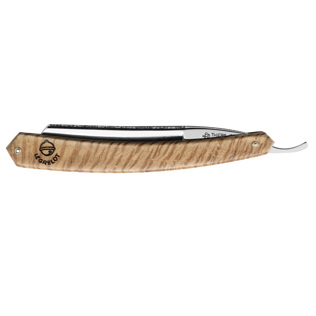 Thiers Issard &#39;Le Grelot&#39; Straight Razor 5/8&quot; Spotted Oak Carbon Steel