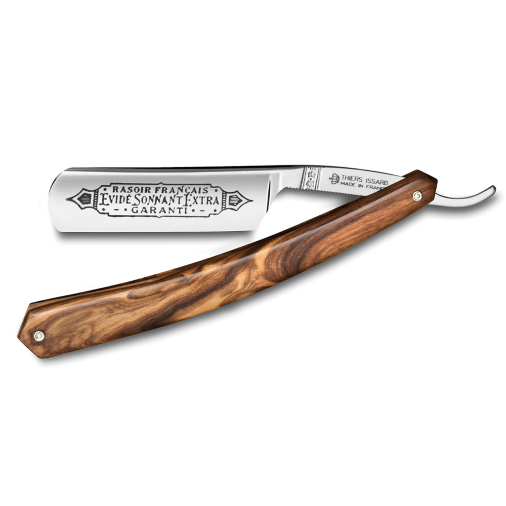 Thiers Issard 'Evide Sonnant Extra Garanti' Straight Razor 6/8" Olivewood Carbon Steel