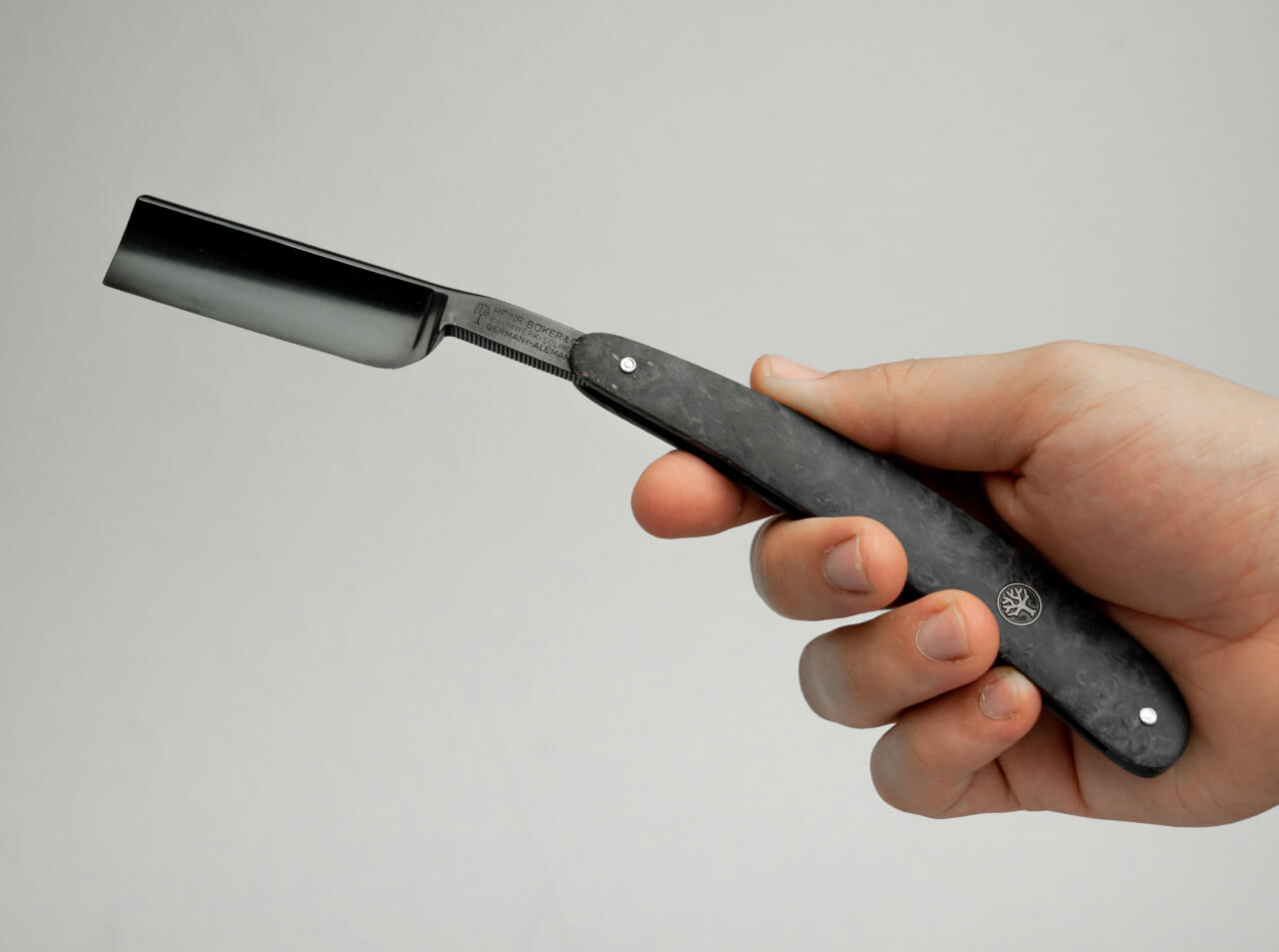 Boker Black Amboina Straight Razor 6/8&quot;.