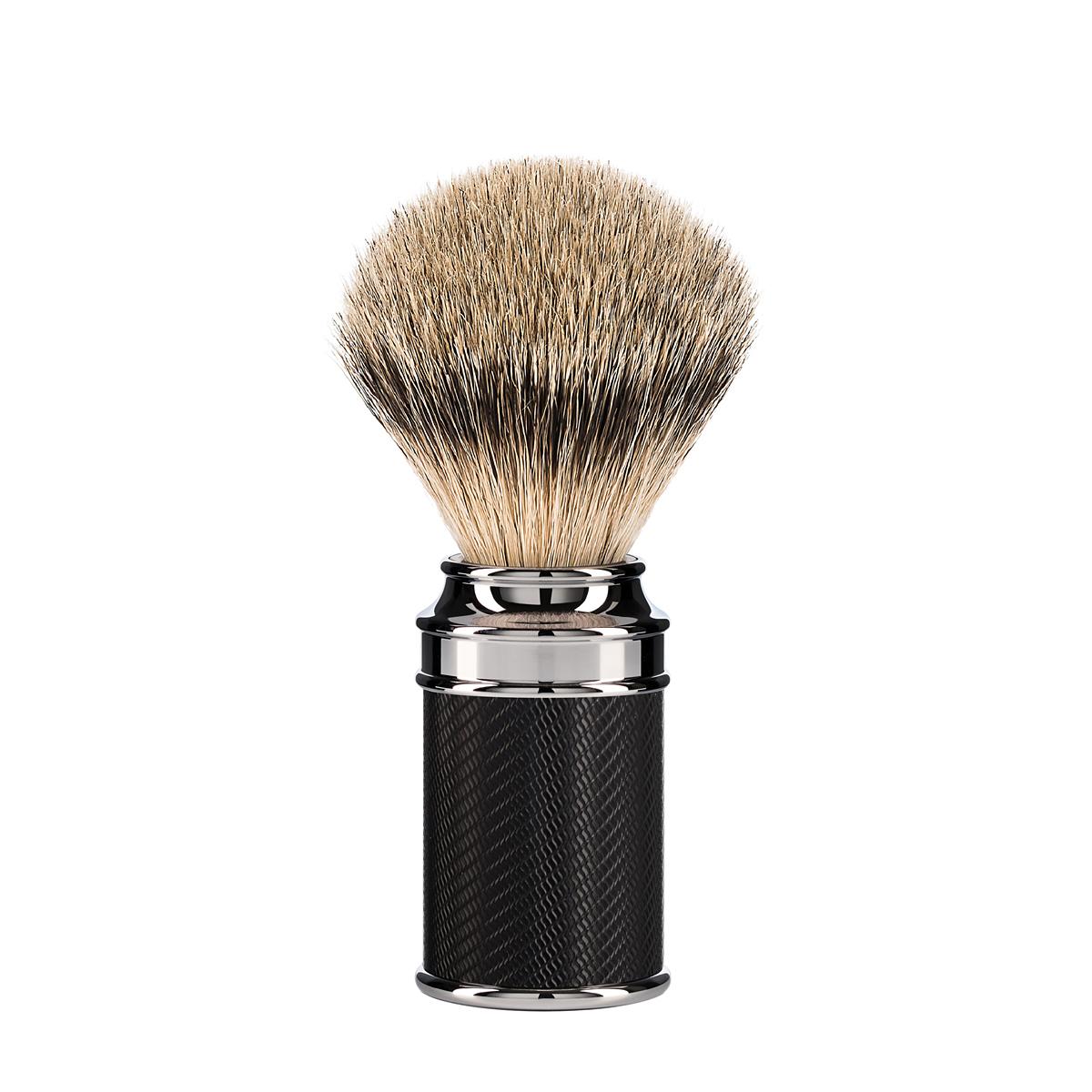Muhle Traditional Silvertip Badger and Open Comb 3-piece Safety Razor Set Black and Chrome - Grown Man Shave