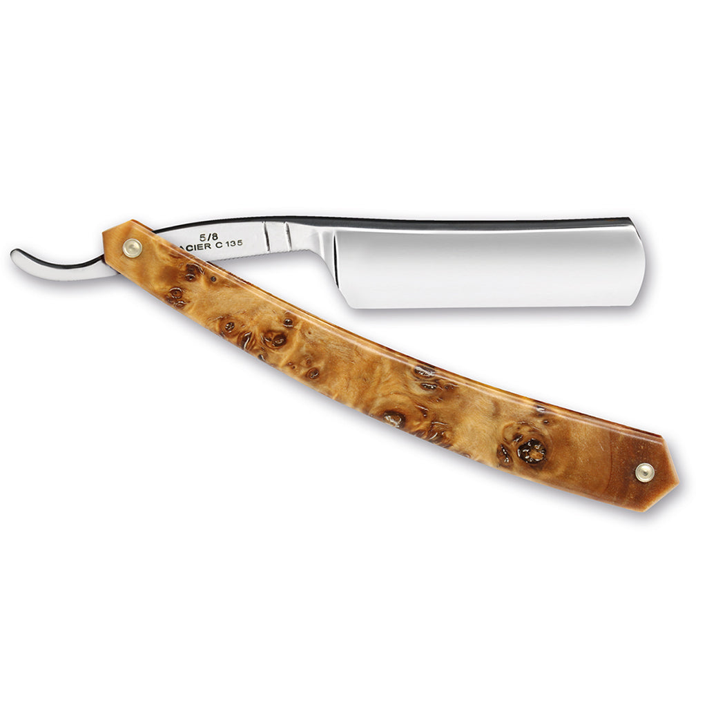 Thiers Issard ‘Spartacus&#39; Straight Razor 6/8&quot; Stabilized Poplar Wood Carbon Steel.
