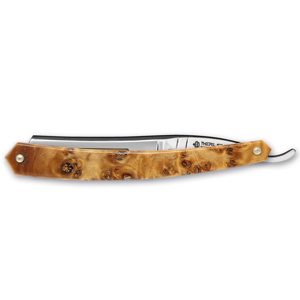 Thiers Issard ‘Spartacus&#39; Straight Razor 6/8&quot; Stabilized Poplar Wood Carbon Steel.